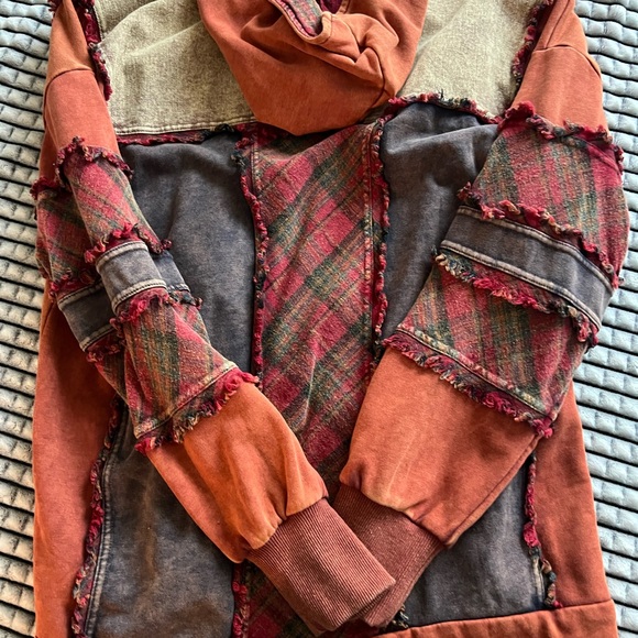 Gilded Intent Red and Tan Plaid Hoodie - Picture 2 of 5